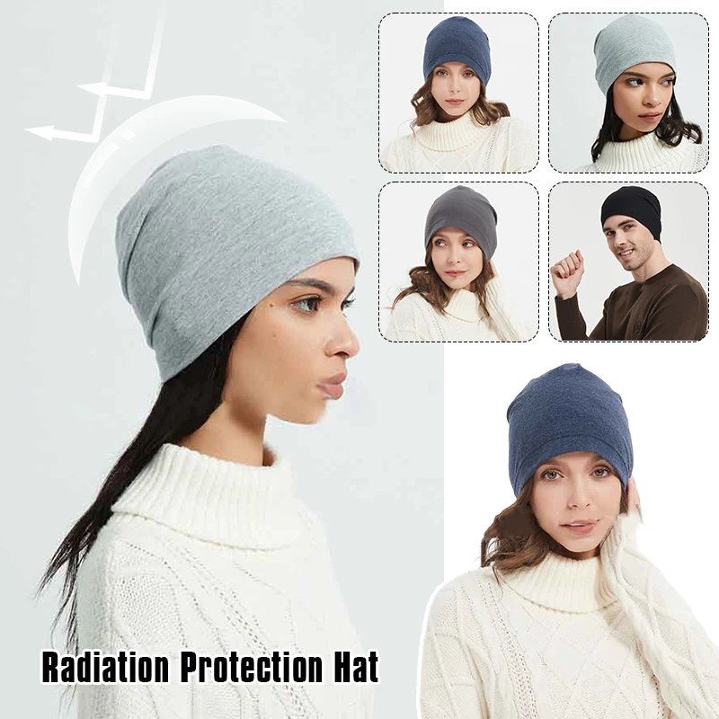 50-60cm Silver Fiber Anti Radiation Hat Mobile Phone EMF Protection Pullover Hat Men Women RF Electromagnetic Wave Shielding Cap