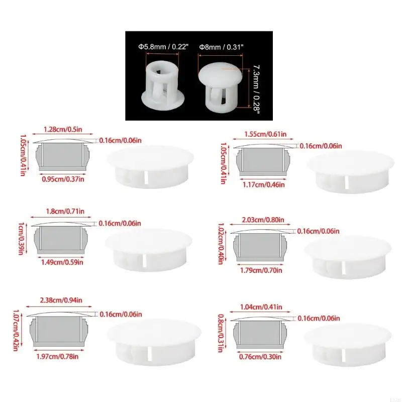 LX0C 30pcs Pannello plastica bianco tappi per fori per trapano rotondi Capillini per coprire fori in mobili da cucina e