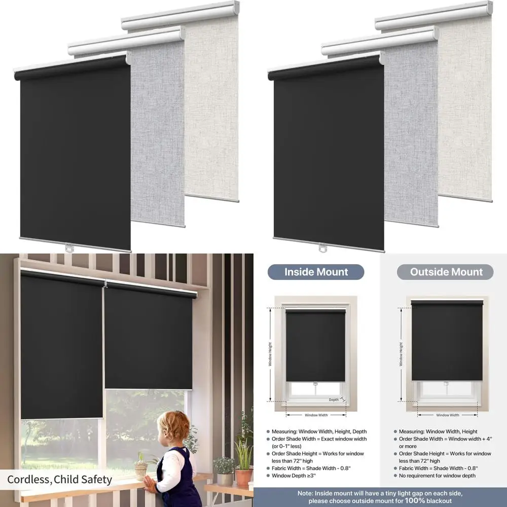 

Беспроводные затемняющие жалюзи с термоизоляцией, ткань с защитой от ультрафиолета, простая установка, 43x72 для дома и офиса