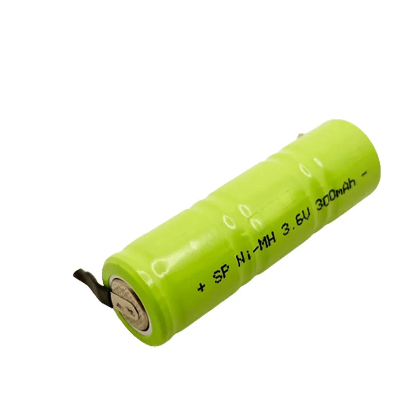 Ni-mh بطارية قابلة للشحن مع علامات التبويب لحام ، 3.6 فولت ، 1 AA ، 300mAh ، 14 مللي متر x 47 مللي متر ، حجم البطاريات