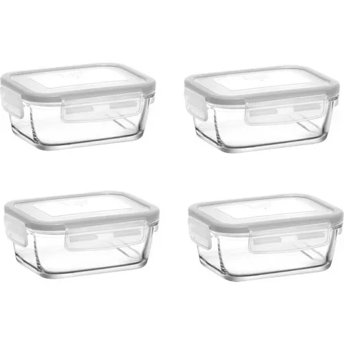 Lava Storage Container 4 Pcs Glass Locked Storage Container Frs237 400Cc White