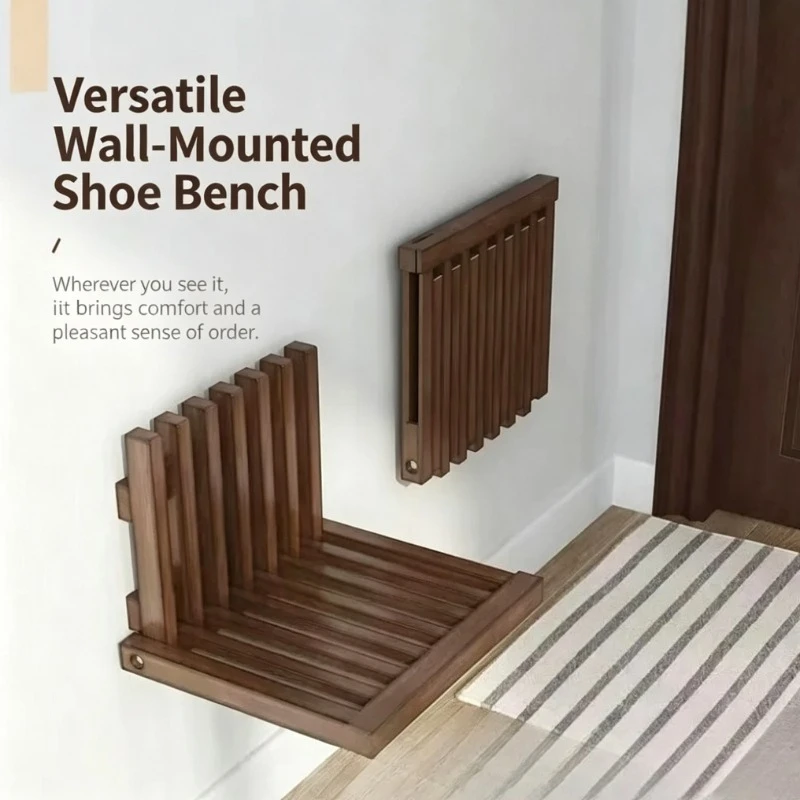Popular porch artifact! Wall-mounted folding shoe changing stool, bid farewell to the clutter at the door, neat and advanced