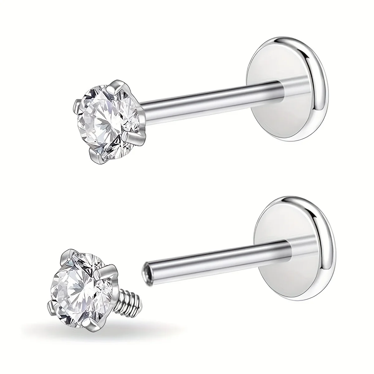 2 قطعة الفولاذ المقاوم للصدأ زركون الشفاه ترصيع Labret الأنف ترصيع الزنمة اللولب الأذن ثقب المجوهرات 6 مللي متر 8 مللي متر 10 مللي متر شريط طول