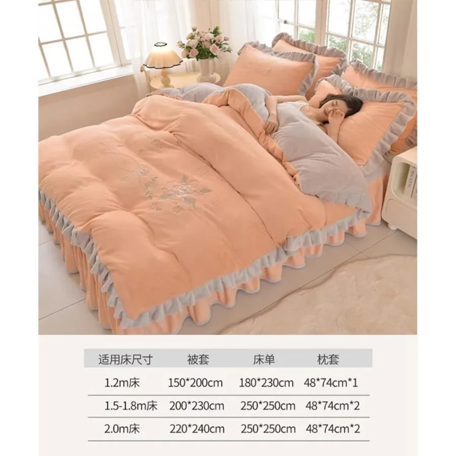 طقم غطاء لحاف مريح دافئ باللون الرمادي الداكن مع لمسة نهائية مضادة للكهرباء الساكنة للاستخدام في الشتاء طقم سرير مكون من 4 قطع بما في ذلك ملاءة مناسبة للملحف