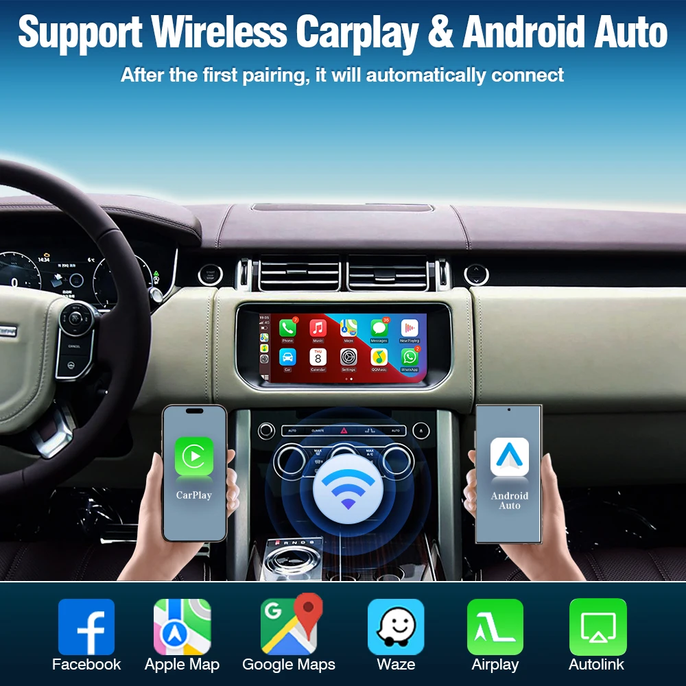 AUTOTOP Wireless CarPlay Airplay AI BOX für Land Rover Jaguar Bosch Discovery4 Evoque Freelander2 XE XF XJL Harman Android Auto