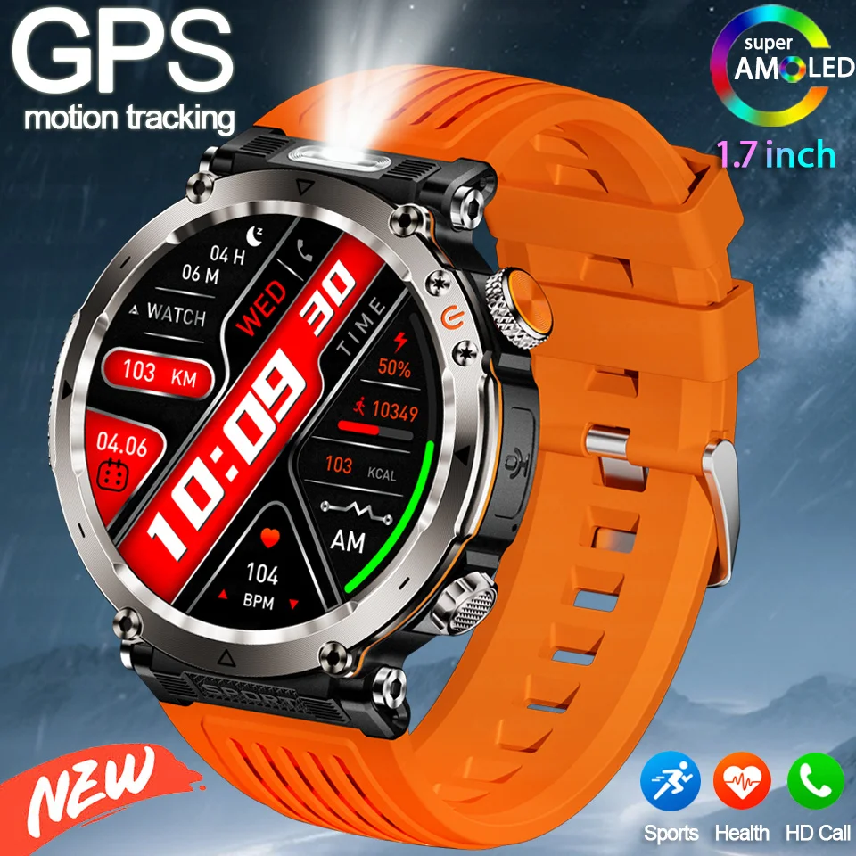 2025 New Smartwatch Men Sports Outdoor Compass LED Bluetooth Call 600mAh Heart Rate 1.7-inch 3ATM Waterproof Women Smartwatch