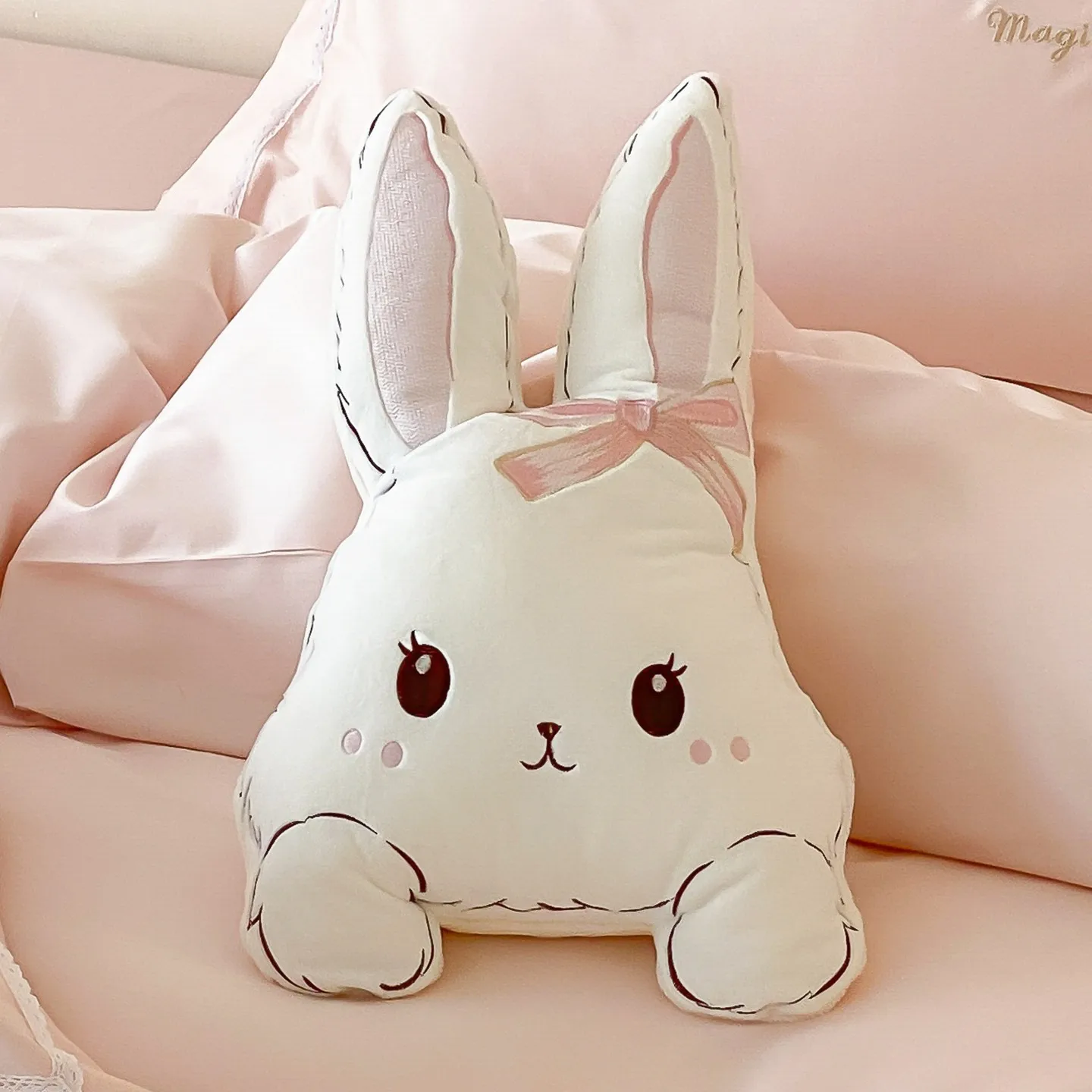 

Очаровательная креативная мультяшная подушка-кролик, декоративная подушка для спальни, домашний текстиль, чехол из полиэфирного волокна и хлопка, для общежития