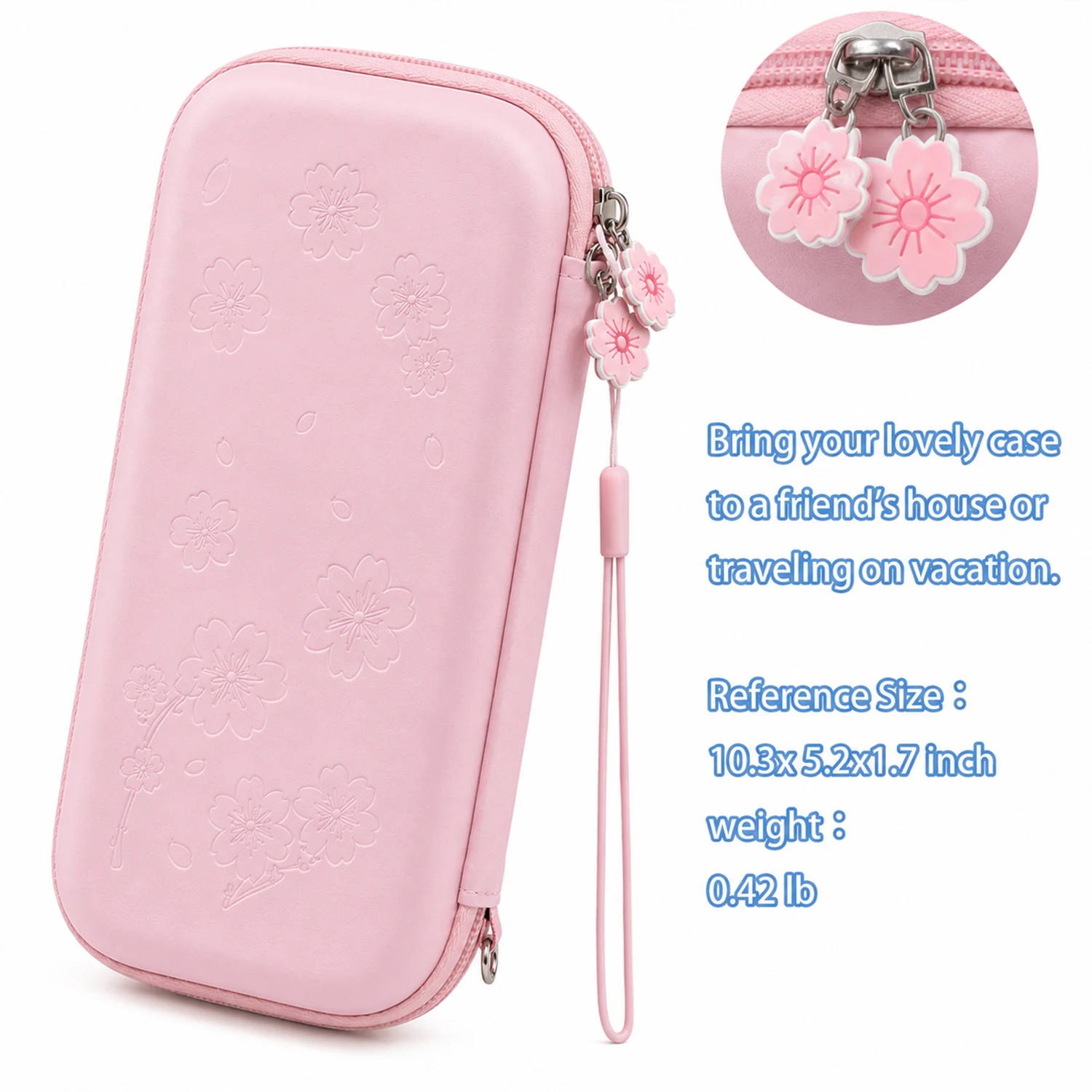 Różowe etui podróżne Akcesoria do Nintendo Switch Lite Cute Sakura Poch Torba transportowa z paskiem Stojak Temper Film Glass Protector — zdjęcie 5