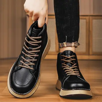 秋冬新款潮流高筒男鞋 時尚百搭滑板鞋 防水防油工作鞋 8 最佳銷售 男士高筒鞋 - №5