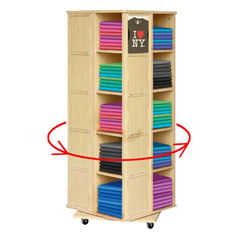 custom.KEWAY Four Sided Revolving-Shirt Display with Casters Wheeled Rotating Skirt Cube Display Rack