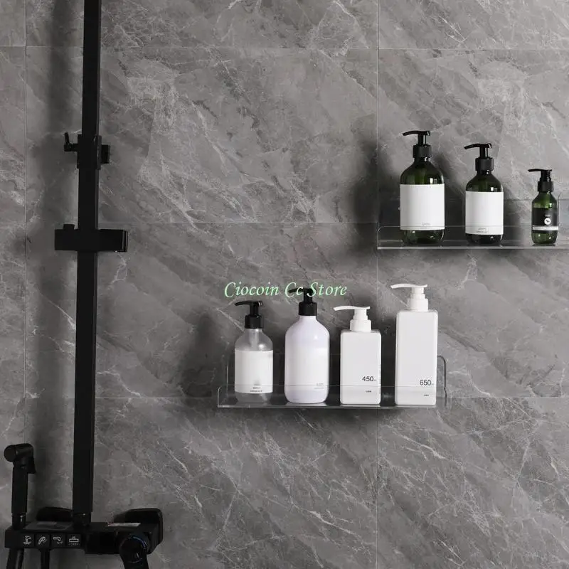 X90F 2pc Acrylic Floating Shelves Adhesive Invisible Wall Shelf No Drilling