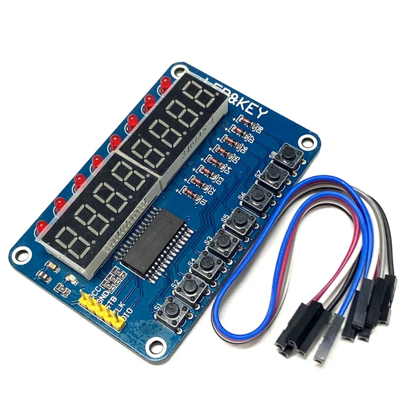TM1638 Keypad Digital Tube LED Display Module 8-Digit Digital Tube LED Keypad with DuPont Cable