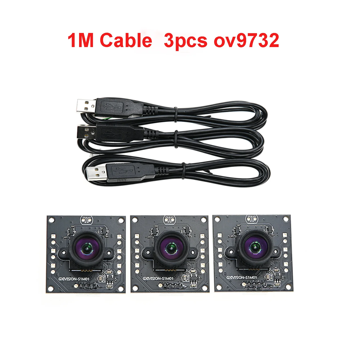 GXIVISION Module de caméra OV9732, câble de 2M, 100 degrés, 30FPS sans distorsion, 3 pièces/1 pièce, Compatible pour Autodarts.io DIY, USB, pas besoin de lecteur