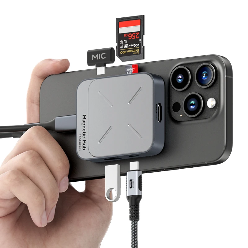 Hagibis Magnetyczny Hub USB-C Adapter Multiportowy Stacja Dokująca 4K HDMI 100W PD Dla Macbook iPhone 17/16 Pro Thunderbolt 4 — zdjęcie produktu 7