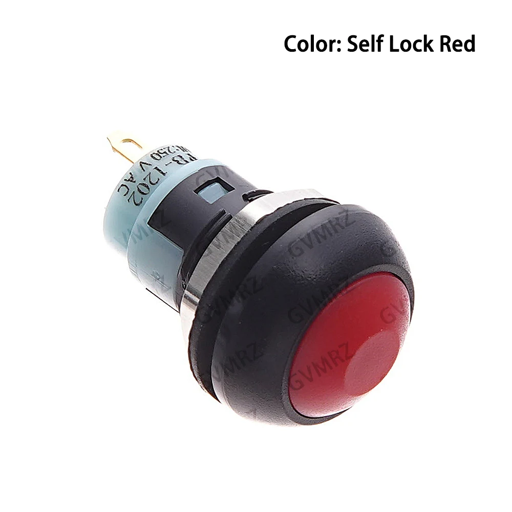 5PCS Blue White 12mm Momentary Waterproof Push Button Switch Red Yellow 12mm Green Mini Horn1A 250V Self-reset Black DIY 