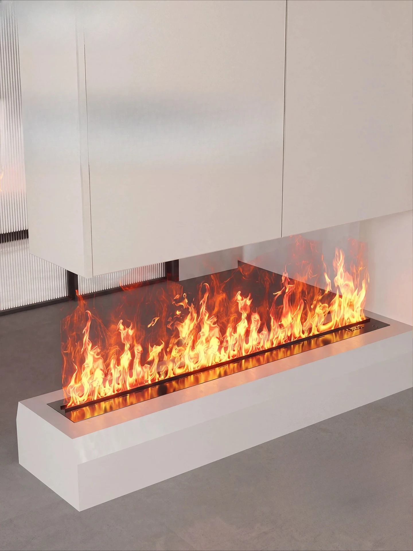 Cream Curved Ultra Thin White Stainless Steel Simulated Fire Home Fireplace Humidifier Aromatherapy Fire Viewing Decor Ornament