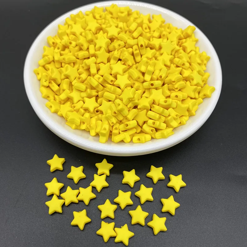 100pcs/lot 9mm Pure Color Star Shape Acrylic Beads Loose Spacer  For Jewelry Making Pendant Necklace Bracelet Handmade DIY