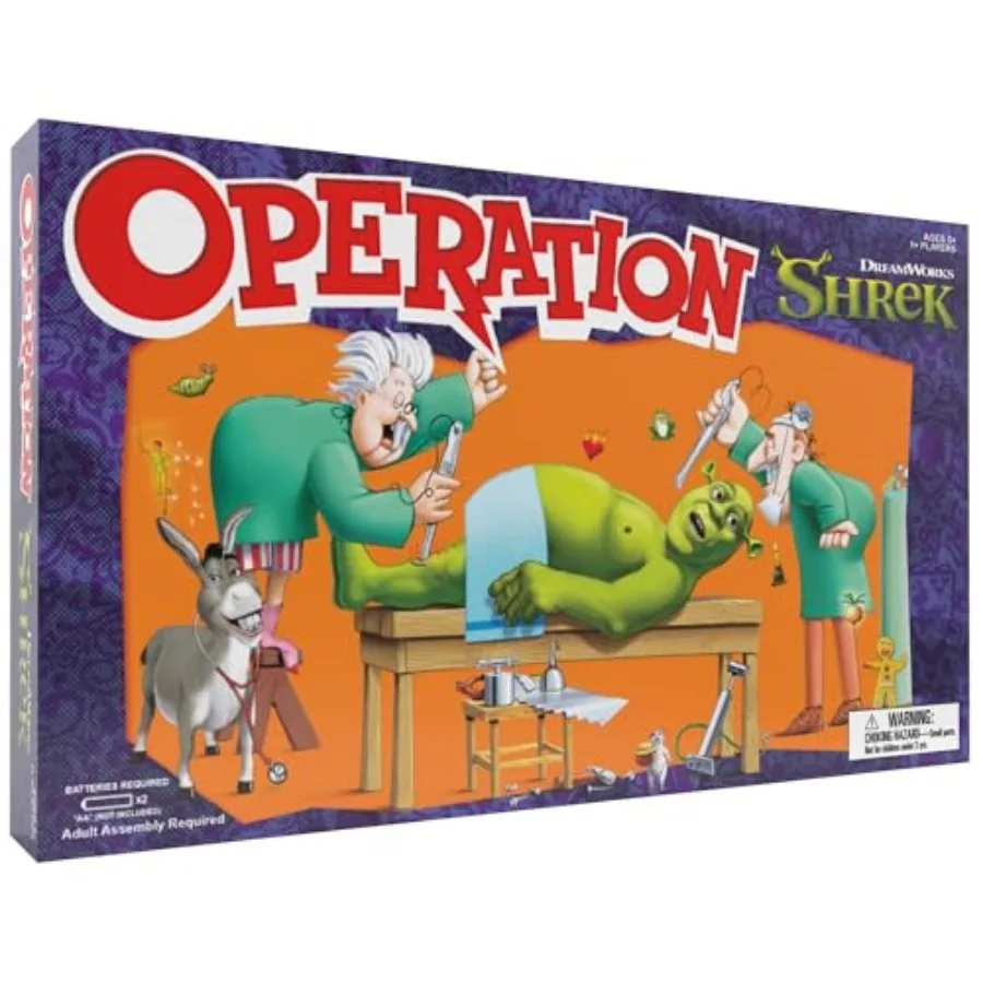 

Настольная игра Operation: Shrek с 12 кастомными фигурками Шрека "Funatomy" от Pixie Bites до Pain in The Butt Donkey Classic Ele