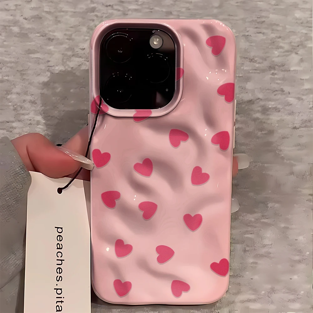 Capa de telefone para iphone 17 pro max caso iphone 15 13 11 12 14 pro max 12 16 17 ar à prova de choque amor coração doce capa
