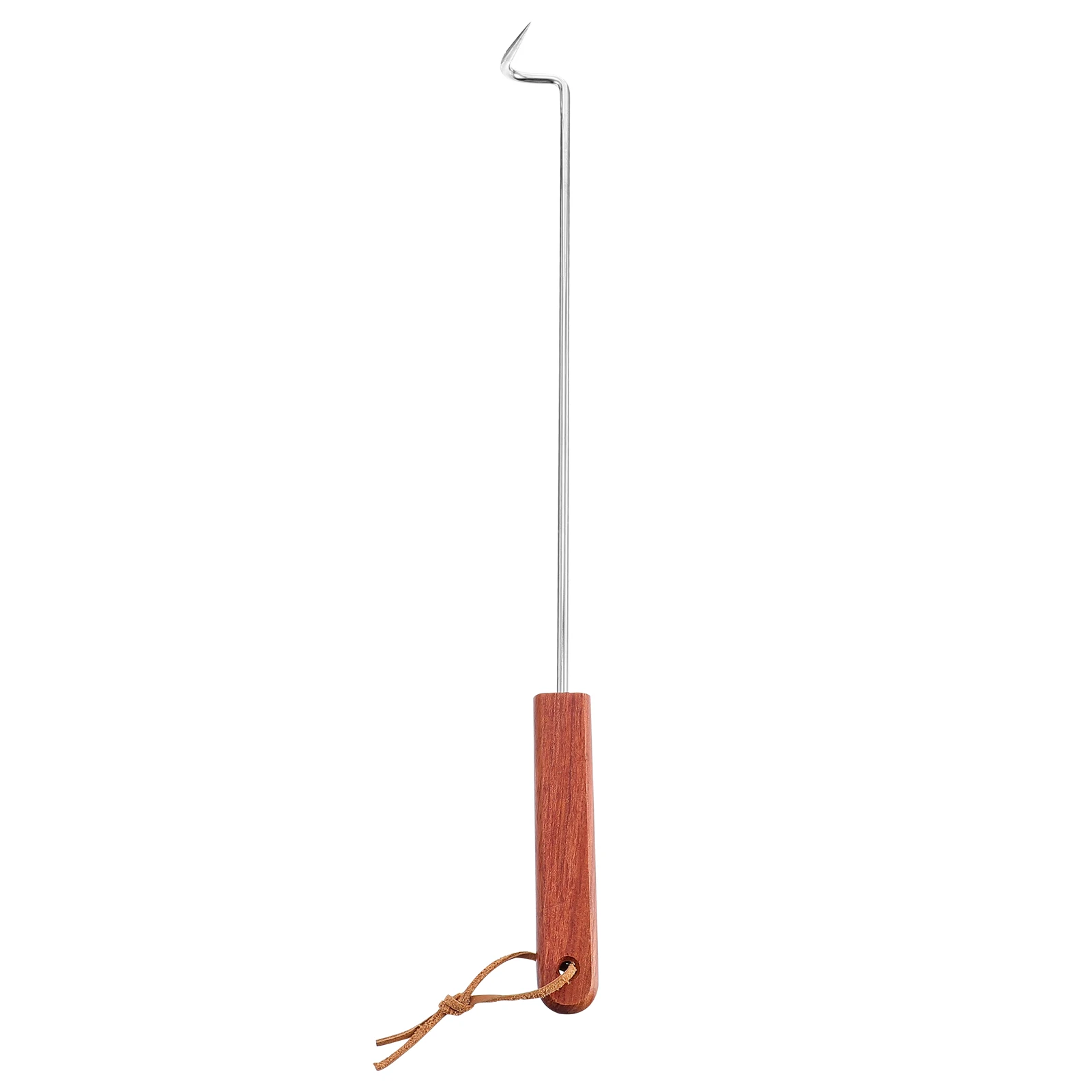 

Meat Fork Lamb Chops Turner Hook Stainless Steel BBQ Grill Gadgets Food Flipper Wooden Handle Heat Resistant Grilling