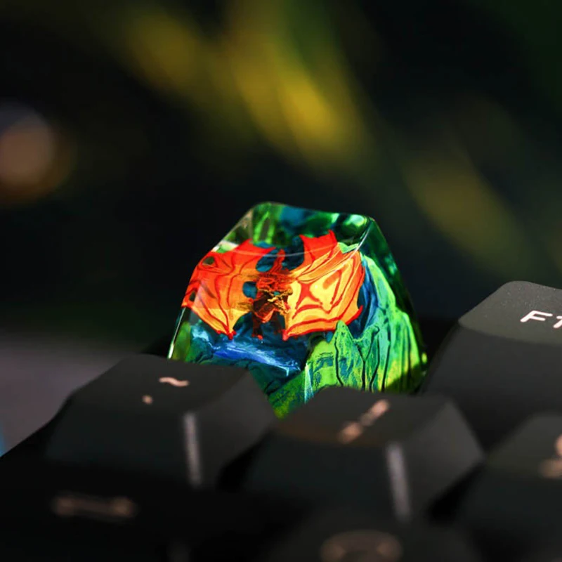 Organism Resin Keycap Creactive Art Keyboard Decoration Flying Dragon Figure Theme 3D Landscape Replaceable Keyboard Keys