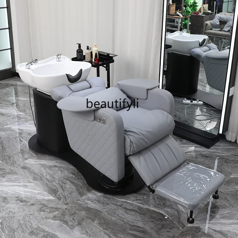 High-End Electric Lifting Shampoo Chair Rotating Sitting Semi-Full Lying Flushing Bed Washing and Cutting Integrated