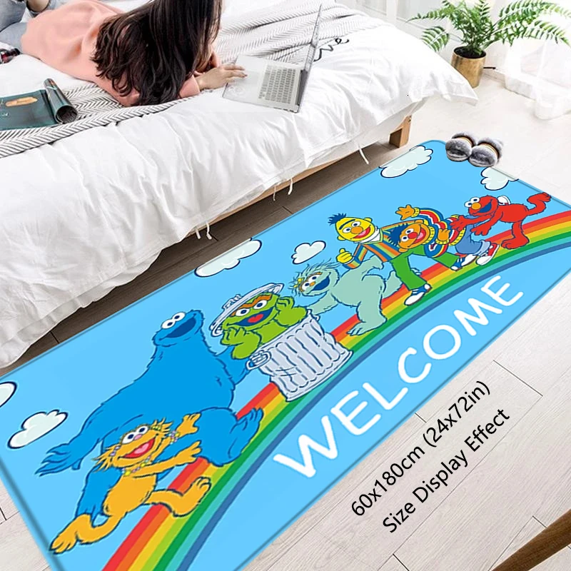 Hallwy Cartpet SESAME STREET Living Room Rugs Foot Carpets Entrance Doormat Kawaii Rug Floor Mat Non-slip Home Kitchen Decor