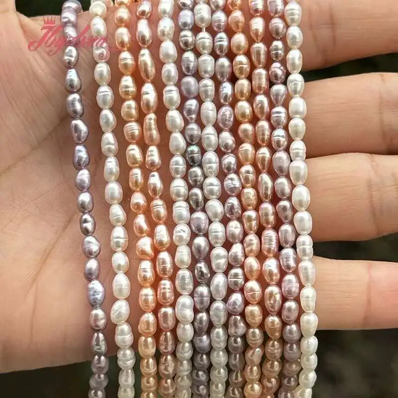 

Natural Freshwater Pearl Beads Oval Stone Beads For Necklace Bracelet Jewelry Making Strand 15inches Diy Loose Beads 3x4mm