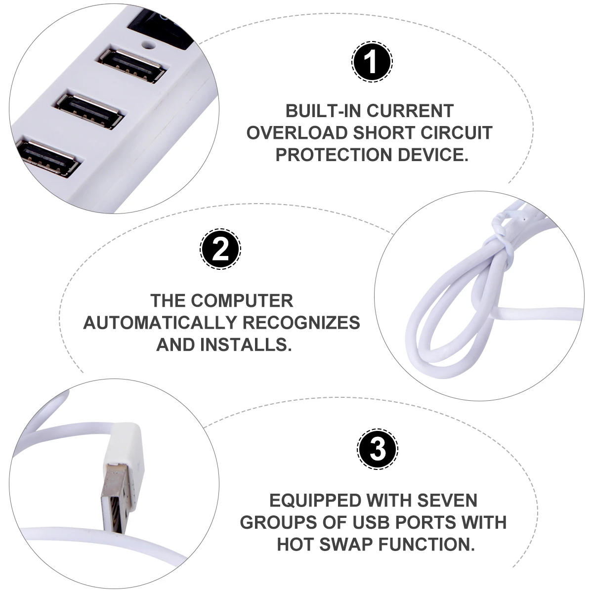 

Four-port USB Hub 2.0 Adapter Multi-port Multifunction 4usb for Laptop Hubs Splitter