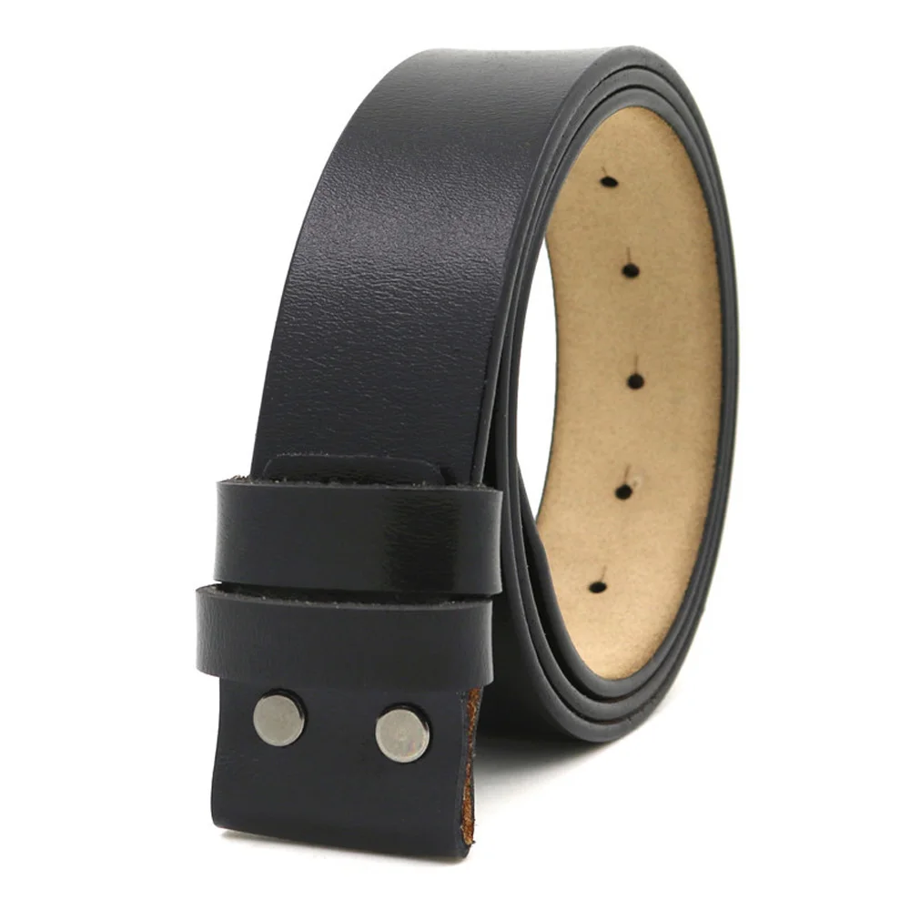 120*3.8cm Antique Cowhide Men Belts No Buckle Black Brown Cheapify Dropshipping