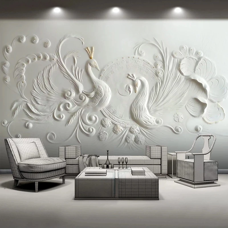 Custom Mural 3D Relief Peacock Photo Bedroom Self Adhesive Wallpaper Living room sofa TV background wall restaurant study Hotel
