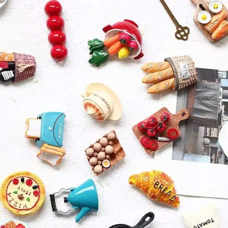 Creative Simulation Food 3D Fridge Magnets Sweet Cone Fried Chicken Leg Hamburger Magnetic Decoration Magnet Refrigerator Paste