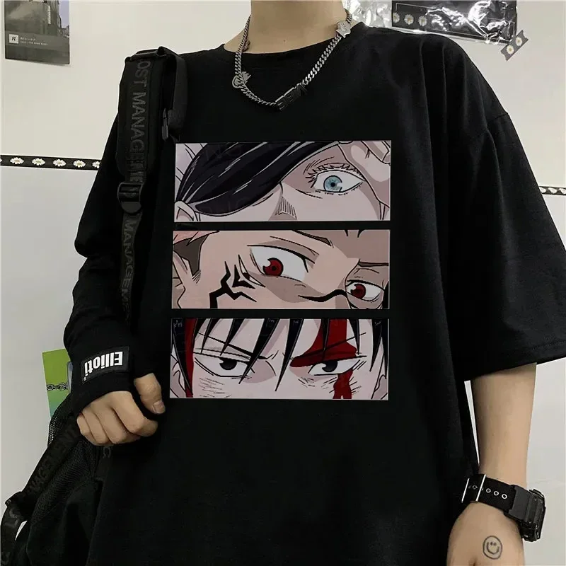 Women Cotton T-Shirt Japanese Anime Graphic Tees Jujutsu Kaisen  Gojo Satoru Tops Yuji Itadori Oversized Clothing