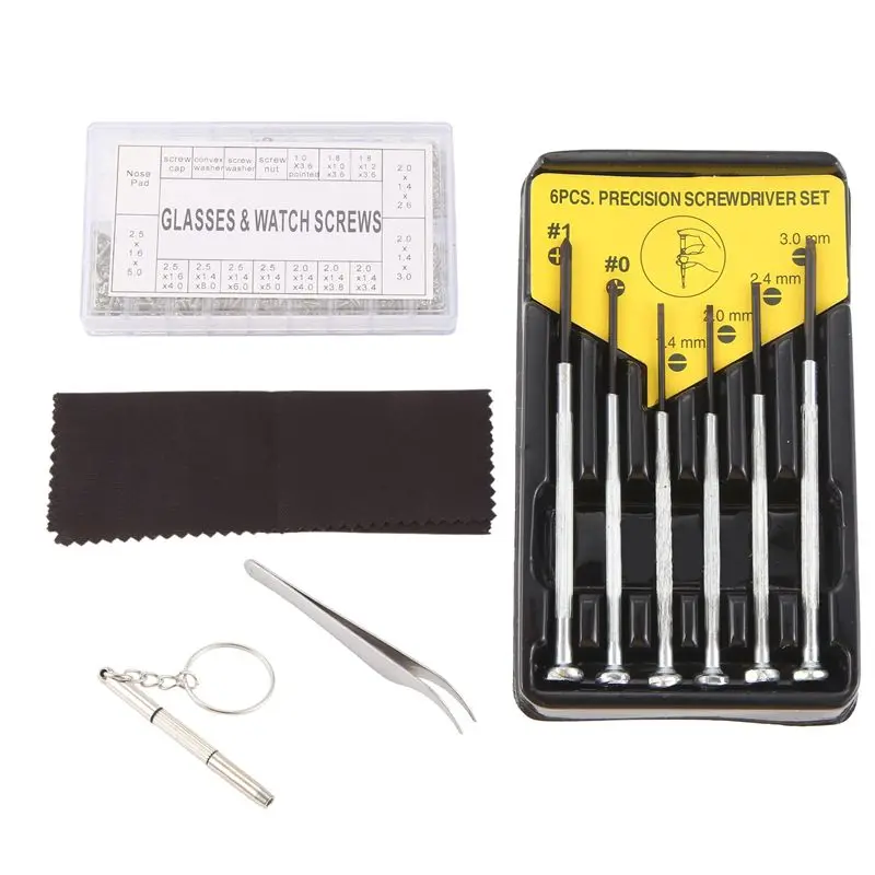 ABRT-Eyeglass Repair Kit Sunglasses Repair Kit With Nose Pads Screws Screwdriver Tweezers For Watch Clock Spectacle Repair