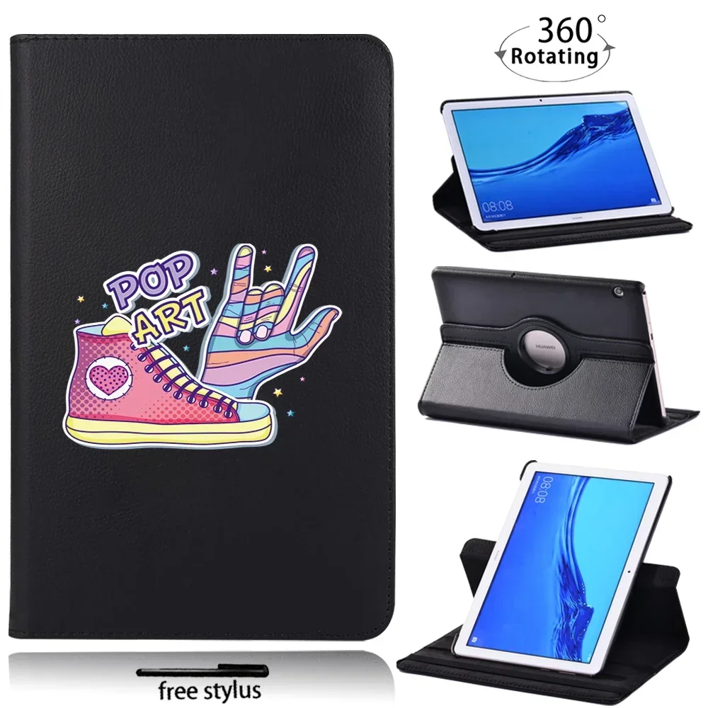 

Tablet Case for Huawei MediaPad T5 10 10.1"/T3 10 9.6 Inch New 360 Rotating Automatic Wake-Up Bracket Protection Holster+Stylus