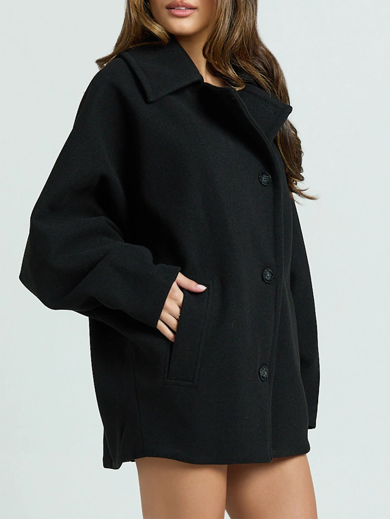 Conciso Woman Jackets Faux Wool Outerwear Mixtures Oversized Long Coat Women Autumn Long Sleeve Solid Coats Casual Warm Parka