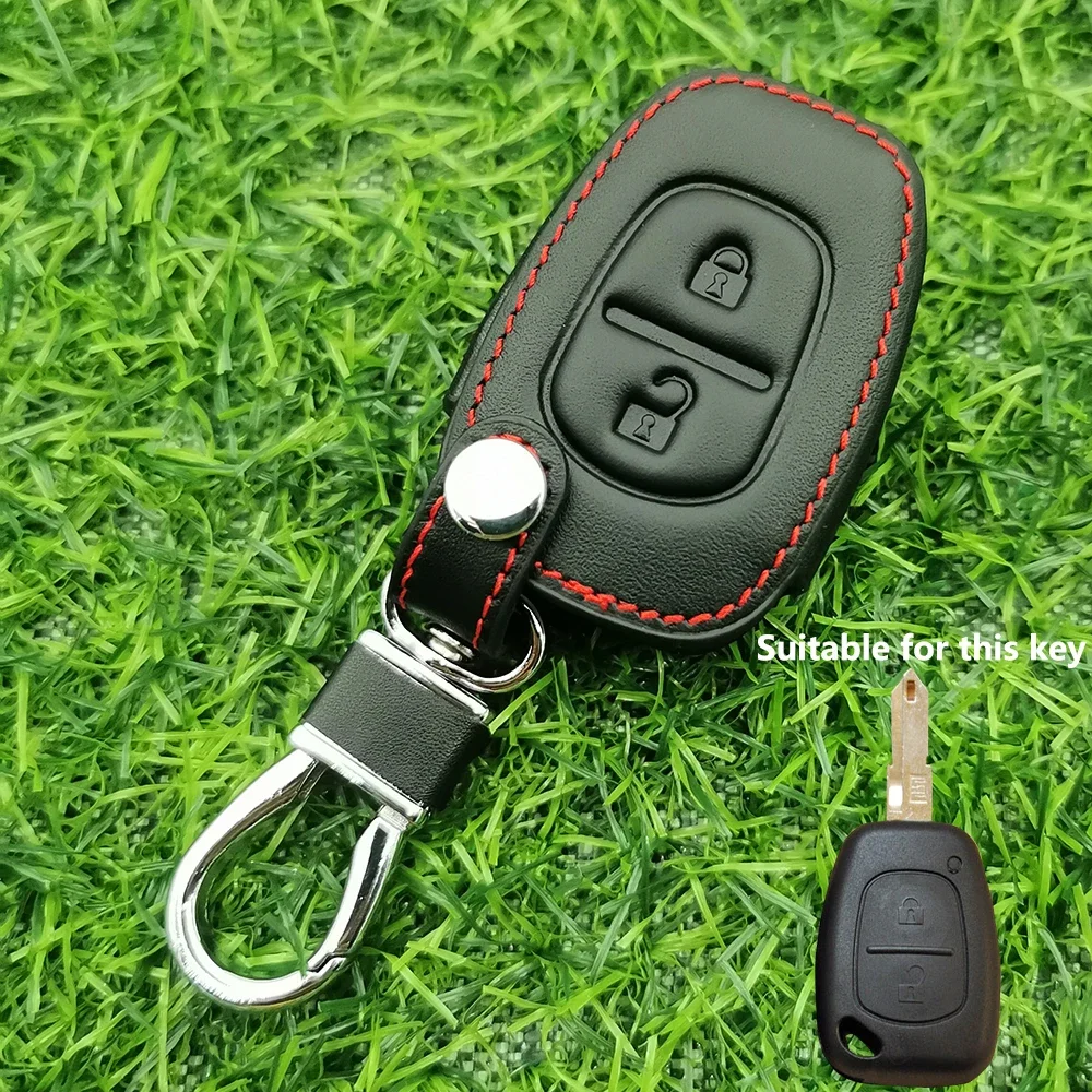 New Leather Car Key Fob Cover Case 2 Button For Renault Kangoo Traffic Master For Opel Vivaro Movano For Nissan Remote Shell