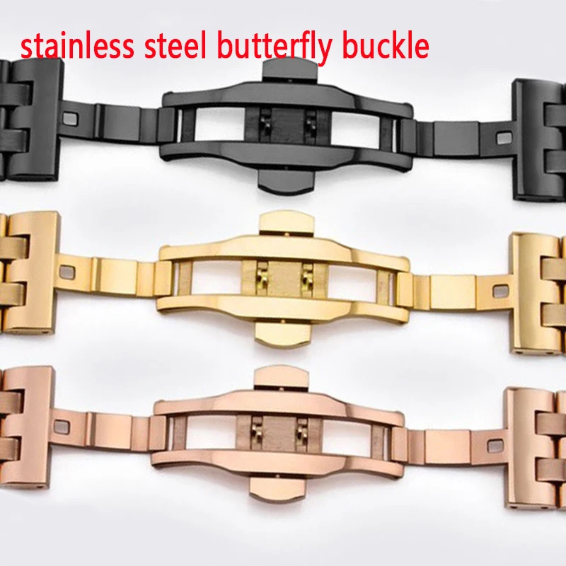 18 19 20 21 22mm For Longines Mido Curved End Stainless Steel Watchband Butterfly Buckle fit any men\'s Watch band Strap Bracelet