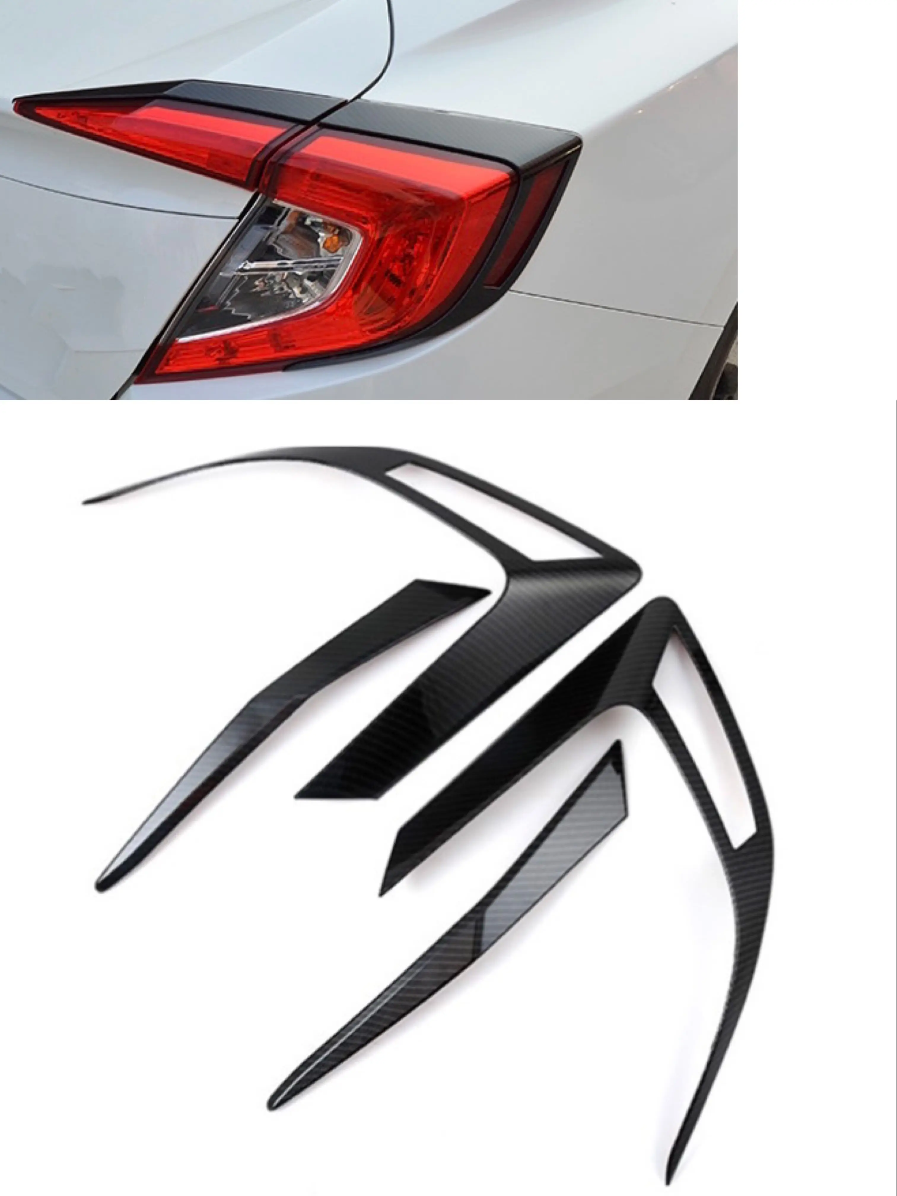 

4PCS Car Taillight Tail Light Cover Trim For Honda Civic Sedan 2016 2017 2018 2019 2020 Carbon Fiber ABS