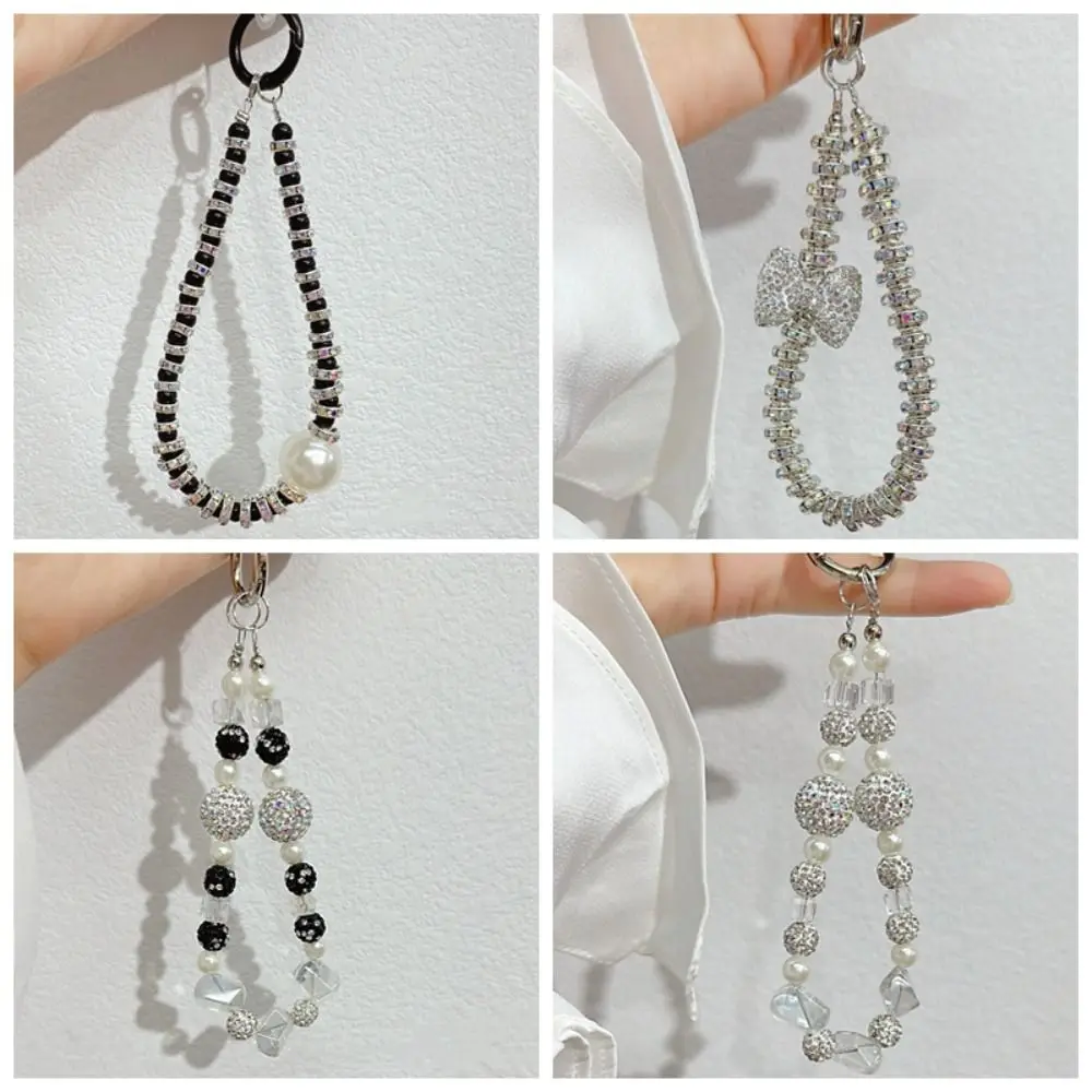 

Fashion Rhinestone Mobile Phone Lanyard Beaded Anti-lost Phone Wrist Straps Short Bling Cellphone Chain Hanging Cord