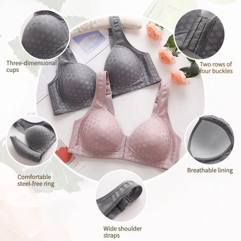 1PC Front Button Type Sexy Brassiere Anti-sagging Gathered No Steel Ring Ladies Mother Large Size Thin Section Underwear Bra