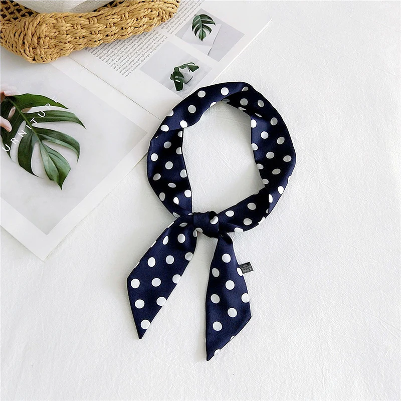 Fashion Dot Ribbon Silk Scarf Women Thin Neck Scarves Lady Small Shawls Bandana Narrow Female Neckerchief Dress Accessories