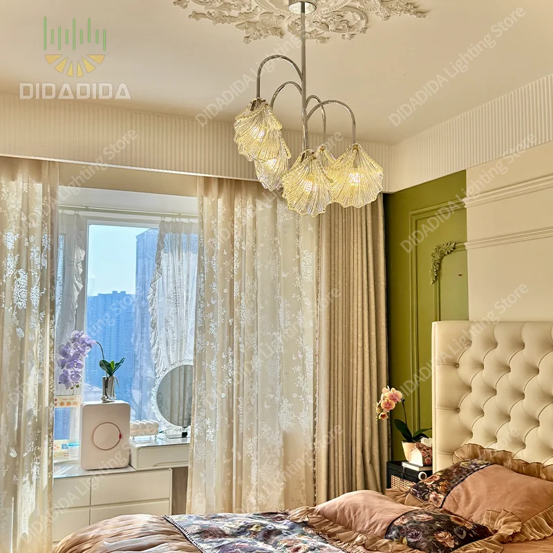 2026 New Electroplated Seashell Pendant Lamp with Wall Light, Clear Glass, Nordic Style, for Hotel, Bar and Bedroom Ceilings