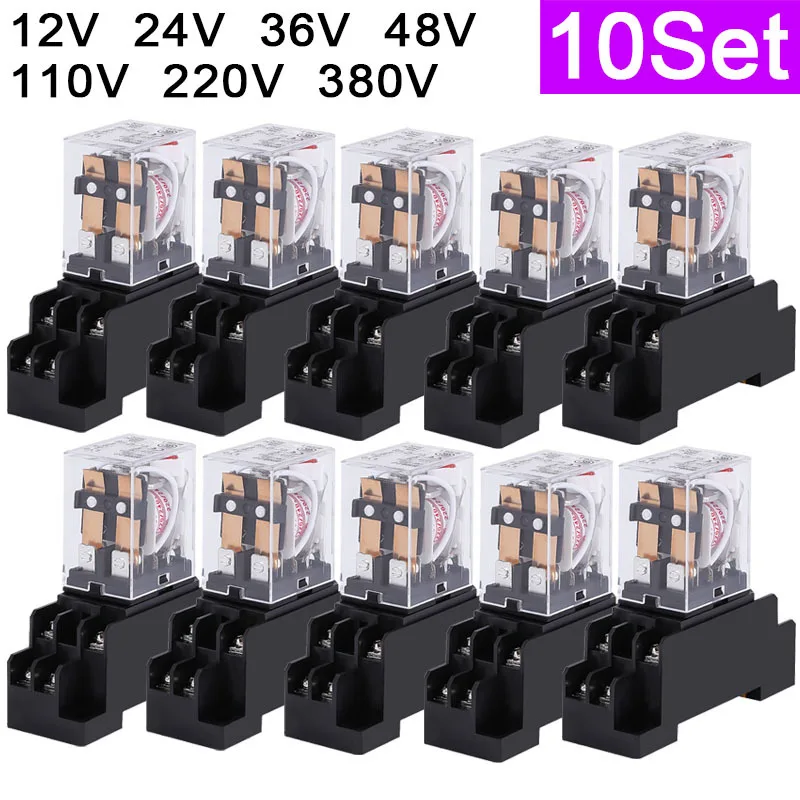 

10 комплектов LY2NJ HH62P фотоэлектронное Микро Мини электромагнитное реле 10 А 8PIN катушка DPDT с разъемом постоянного тока 12 В 24 В переменного тока 110 220 В