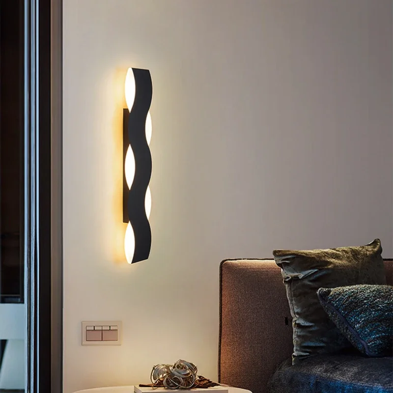 Modern Wall Light LED Corridor Bedroom Lamp Wave Shaped Long Line Wall Decoration Sconce for Home Foyer Sofa Background Lamp