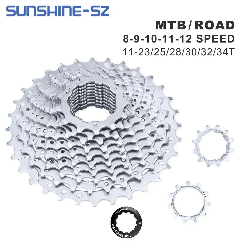 SUNSHINE Road Bike Cassette Bicycle Freewheel 8 9 10 11 12 Speed Velocidade 11-23T/25T/28T/30T/32T/34T MTB Sprocket for SHIMANO