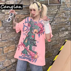 Men Women Ulzzang T Shirt Summer Korean Style Tshirt Gothic Pastel Goth Graphic Tee Top Harajuku Punk Fairy  Clothes Alt