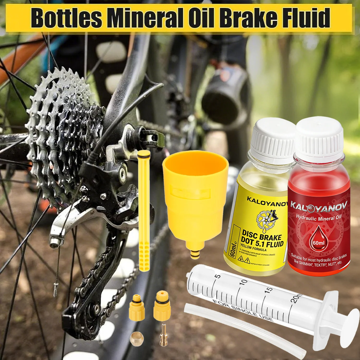 Universal MTB Bicycle Hydraulic Disc Brake Bleed Kit Mineral Oil DOT 5.1 Fluid Syringe Set for Shimano SRAM Maintenance Tools