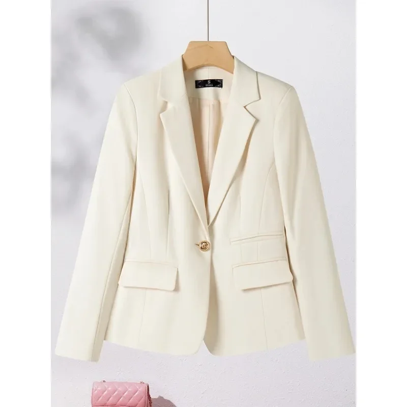 Beige nero kaki donna Blazer giacca da donna manica lunga femminile bottone singolo solido abbigliamento da lavoro cappotto formale per l'autunno inverno