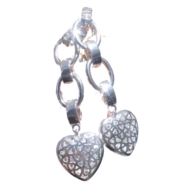 European and American Style Diamond-Studded Heart-Shaped Pendant Gold Hollow-Out Women's Heart Pendant Necklace Direct Sale